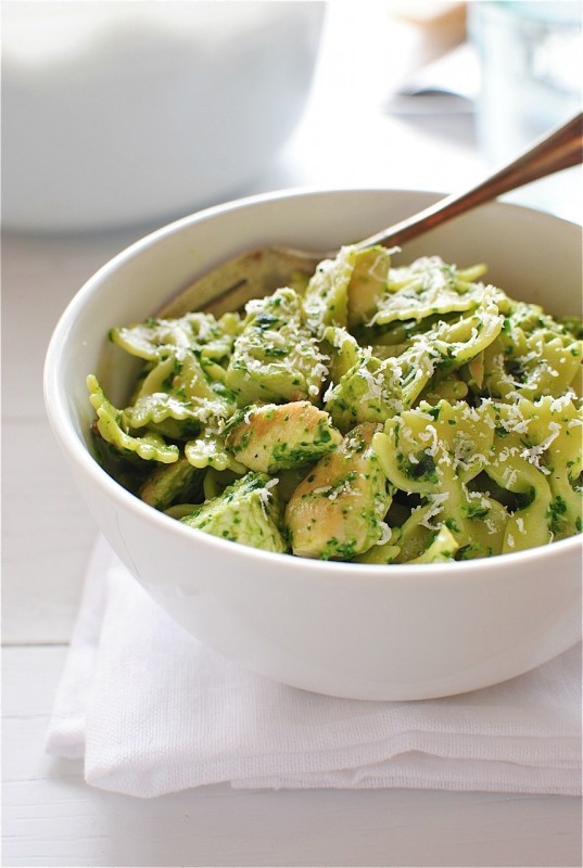 Farfalle Pasta With Chicken And Spinach Pesto