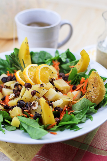 Acorn Squash And Rutabaga Salad With Creamy Orange Rosemary High Protein Dressing