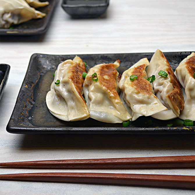 Pork Potstickers with Spicy Dipping Sauce
