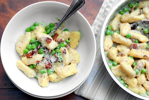 Potato Gnocchi with Peas and Pancetta