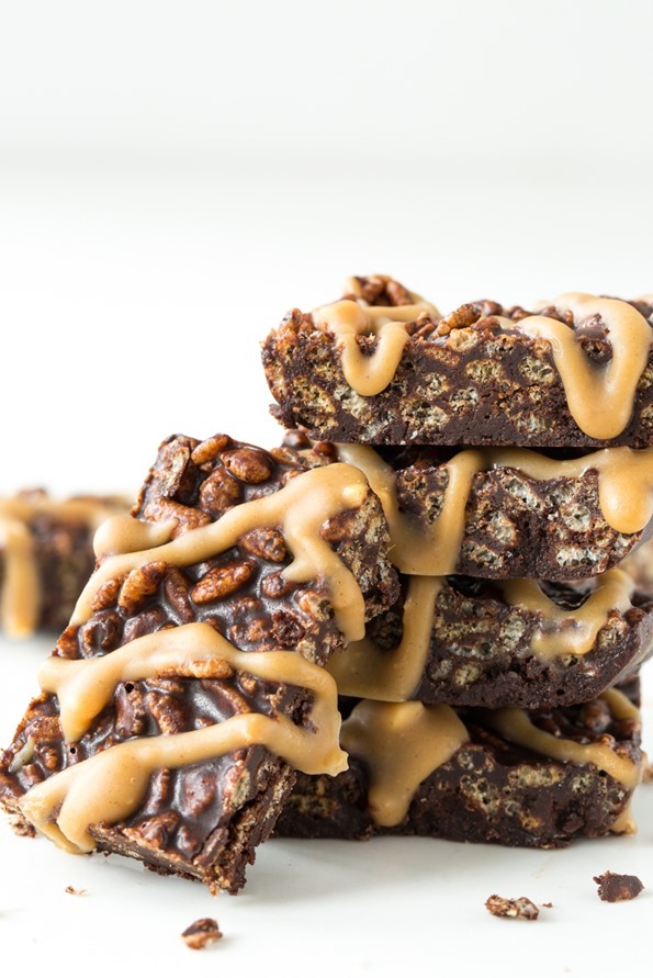 Mini Crunch Bars with Peanut Butter Shell Drizzle