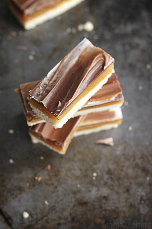 Chocolate Caramel Shortbread Bars{Le Creme De La Crumb}