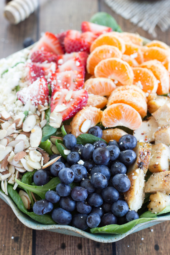 Almond, Berry, and Chicken Spinach Salad