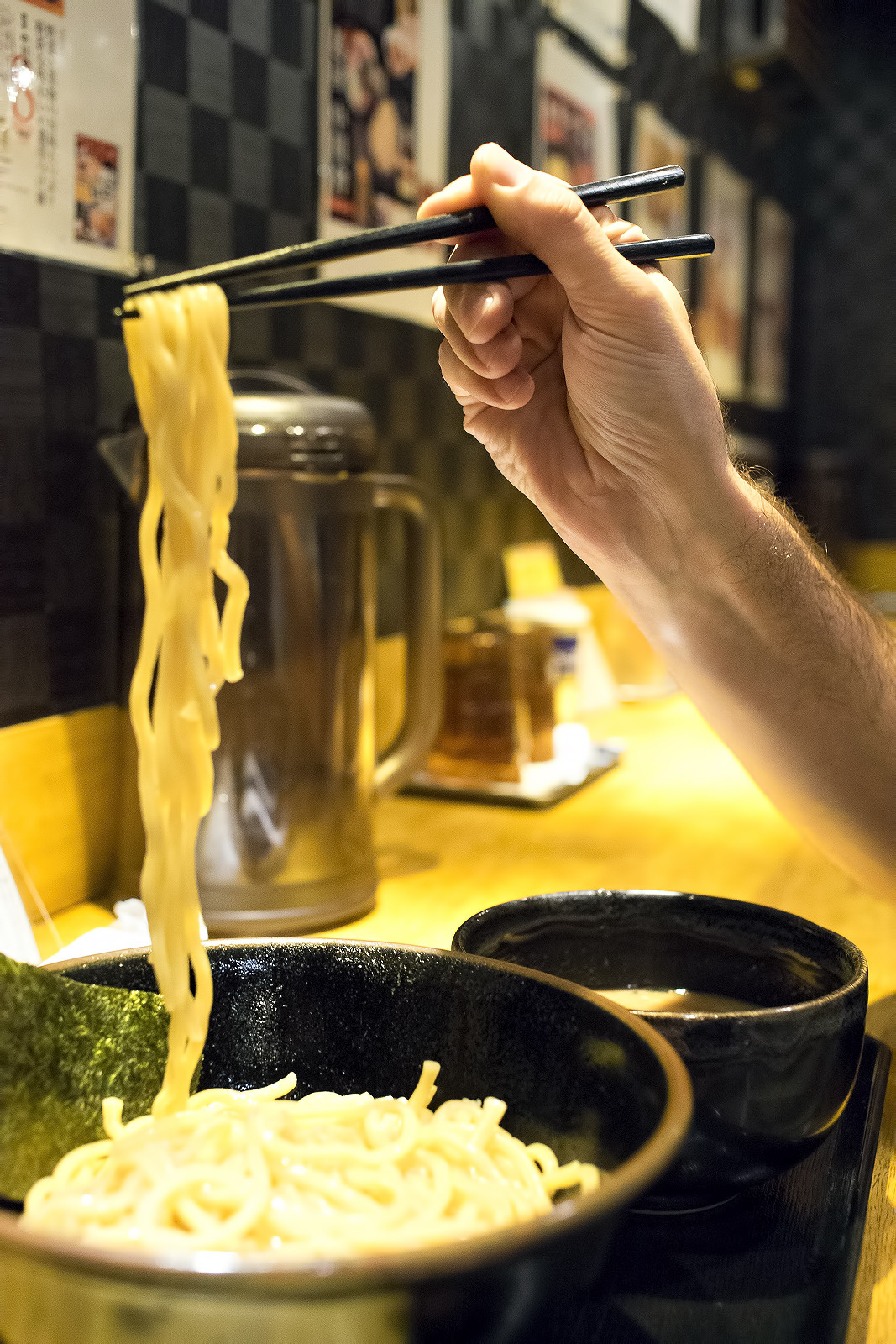 Dipping Ramen noodles typical for Tokyo.