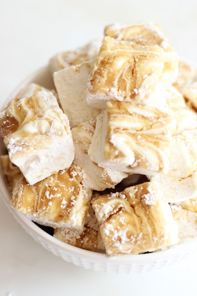 Homemade Marshmallows with Malted Caramel Swirl