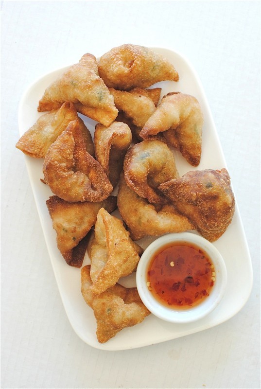 Fried Shrimp and Pork Dumplings with Sweet and Sour Sauce