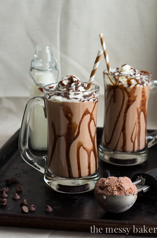 Chocolate Peanut Butter Roasted Banana MilkshakeSource